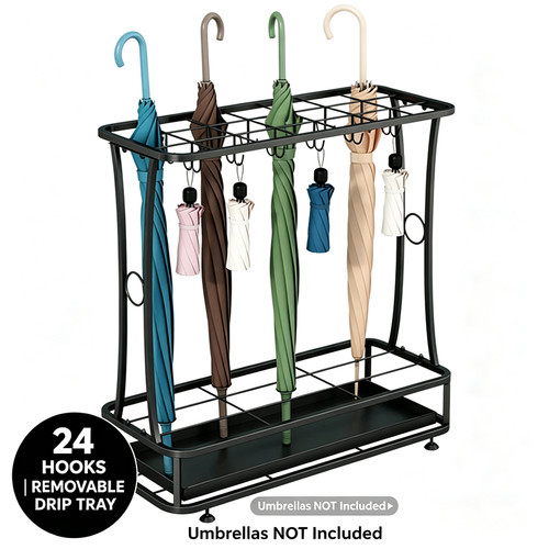 Metal umbrella stand - umbrella, hooks