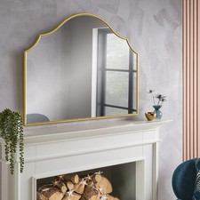 Arch Shape Overmantle Mirror With Gold Metal Frame Arcus of H71 x L94 x W1.5 cm