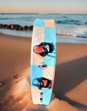 BYERLY 55” Wakeboard with Hyperlite Bindings The Blunt Orange Blue Geo with Fins