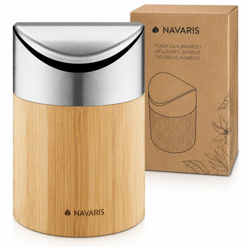 Bamboo trash can with - bamboo, steel