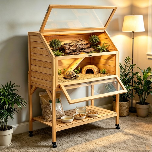 Tortoise habitat enclosure - habitat, on