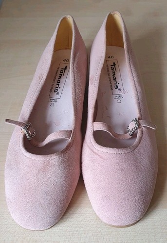 Tamaris pink suede flats with - tamaris,