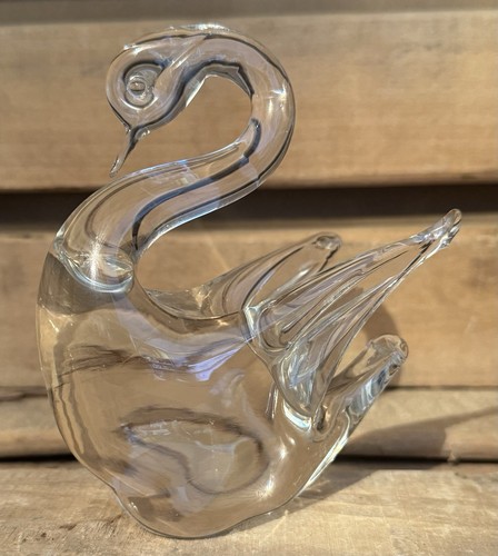 Glass swan bird - glass, figurine
