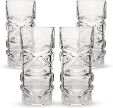 Set of 4 Large Tall Highball Clear Tiki Tumbler Cocktail Drinking Cup Glasses UK