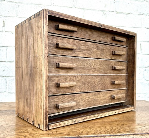 1940s oak five drawer - , antique