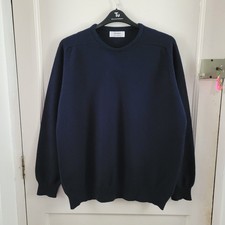 Johnstons Of Elgin Dark Navy Crew Neck Lambswool Jumper Size Mens 44" Approx L