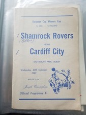 RARE Shamrock Rovers V Cardiff City 1967 European Cup programme Great Condition