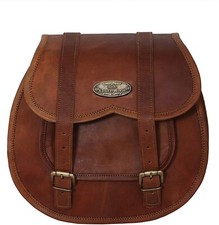 Borsa Laterale Per Moto GVB In Pelle Marrone Panniers In Vera Pelle Di Capra