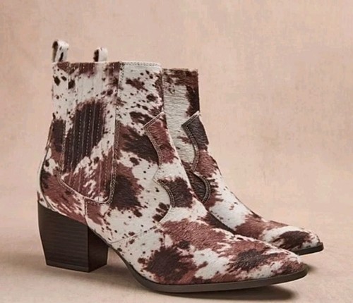 New cow print block heel