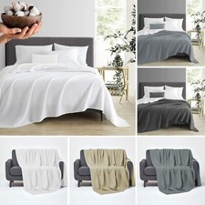 100% Pure Cotton Waffle Throw for Bed Sofas Blanket Honeycomb Egyptian Honeycomb