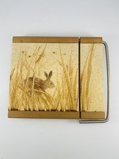 Vintage Wood Wot Knots Rabbit / Hare tile cheese board wire cutter