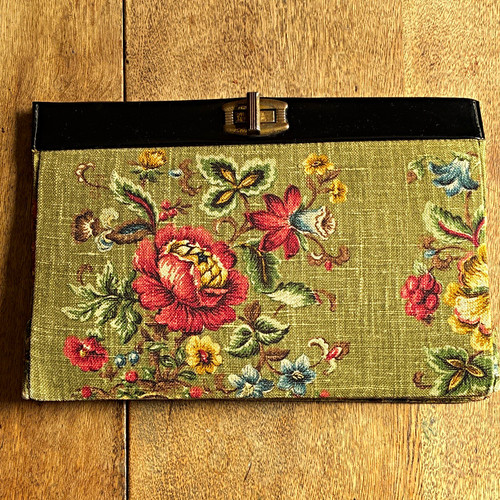 Vintage floral tapestry clutch - floral,