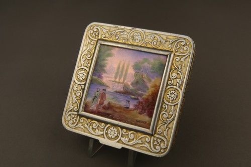 Antique french enamel powder - french,