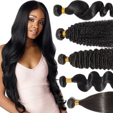Real Virgin Human Hair Extensions Bundles Deep/Curly/Loose/Water Wave/Straight