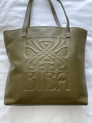 Biba olive leather - leather, tote