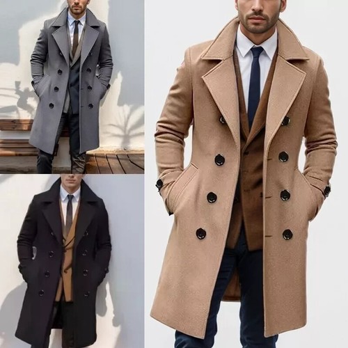Men woolen trench coat - woolen,