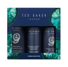 Ted Baker Power Pack Trio Body Spray Wash Deodorant Mens Xmas Gift Set - New