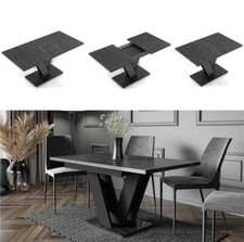 Marble Dining Table Black Extendable Marble Effect Top 120 160cm 6 8 Seater Cari