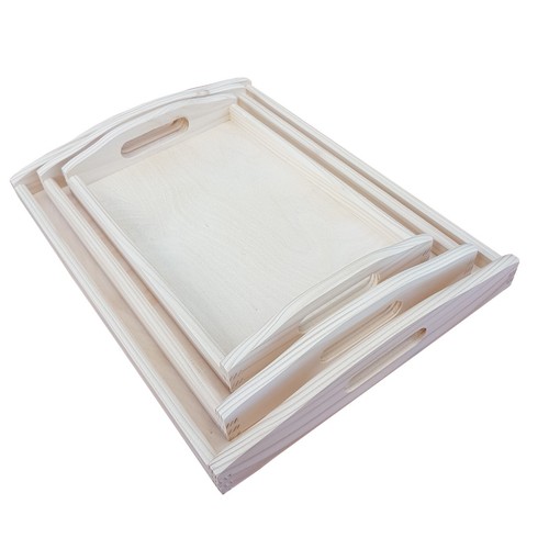 Wooden serving trays set 3 - wooden, trays,