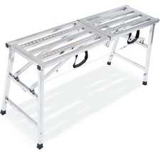 Work Platform Bench Adjustable Height Portable Scaffolding Platform 600 lb Load