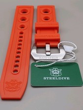 Steeldive ORANGE 22mm Auto Replacement Watch Band Diver Rubber Strap 💢UK STOCK