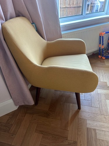 Pair yellow upholstered - of,