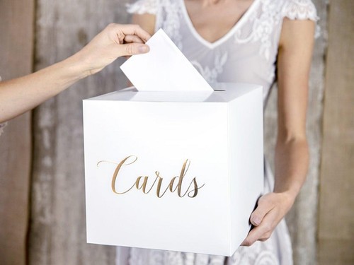 White and gold wedding - gold, card