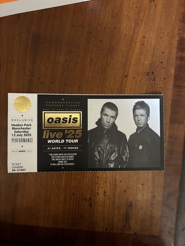 Oasis souvenir ticket - oasis,