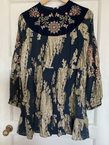 Zara navy velvet with - , metallic