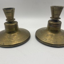 Antique Pair of Large Brass Victorian Candle Holder Holders