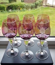 6 X Vintage Floral  Etched