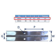 Stainless Steel Piano Hinge, Long Continuous Hinge, Boat Hinge Up to 2m In Long