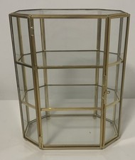Small Vintage Style Metal Glass Curio Display Trinket / Collectibles Cabinet