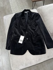 ZARA WOMAN FW23 VELVET MENSWEAR STYLE BLAZER ZW COLLECTION S Small 9328/071