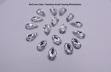 TEARDROP CRYSTAL CLEAR Flatback Rhinestones Sew On Strass Crystals 8 *13 MM 