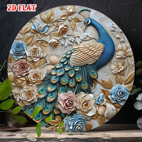 Peacock round metal - peacock,