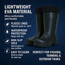 Thermal Lightweight Wellies Boots -35C Hunting Voyager Forest EVA,BLACK 7-14