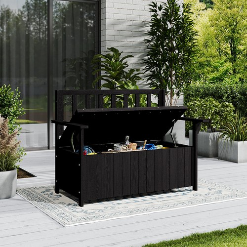 Wood garden storage - bench, 2