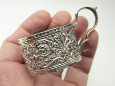 Antique hallmarked silver tea glass cup holder, Marple and Co. 1905