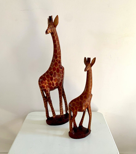 Wooden giraffe ornament - wooden,