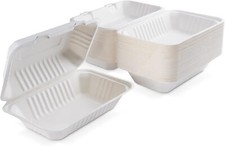 Biodegradable Compostable Bagasse Clamshell Boxes Takeaway Food Containers 9''