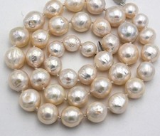 Huge 11-12mm Real Natural White South Sea Baroque Edison Pearl Necklace 14-36''
