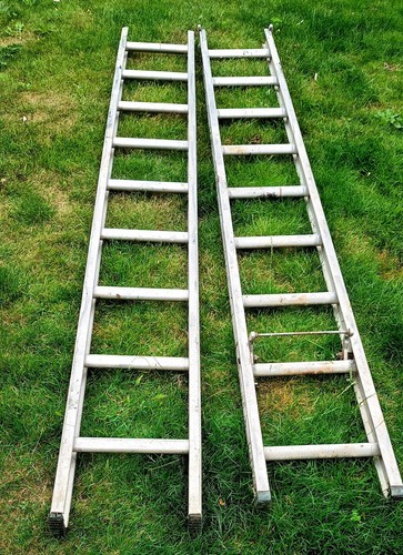 Two used aluminium ladder - two,