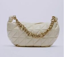 Zara RRP £99 vanilla yellow QUILTED LEATHER BAG WITH CHAIN new with tags❤️🌸🎁