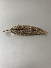 Butler And Wilson Vintage Yellow Metal And Crystal Leaf Pin Brooch