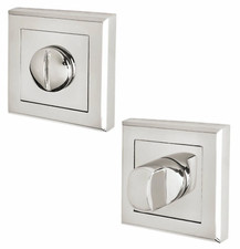 (New) Bathroom Thumb Turn Snib And Release Square Door Handle Satin Chrome B125