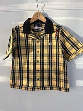 Fred Perry x Amy Winehouse yellow tartan Bowling Shirt UK 10