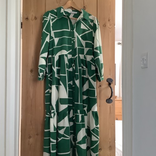 Zara green print tiered - tiered, midi