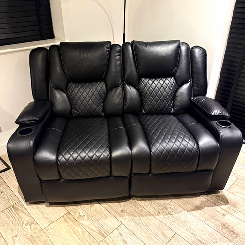 Black leather seater - black,