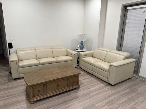 Bernhardt luxury cream leather - luxury,